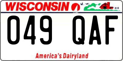 WI license plate 049QAF