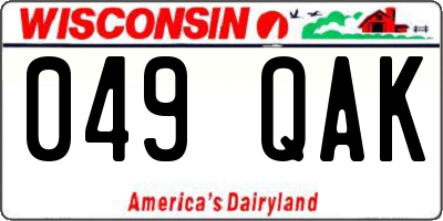 WI license plate 049QAK
