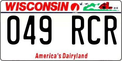 WI license plate 049RCR