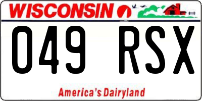 WI license plate 049RSX