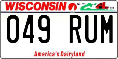 WI license plate 049RUM