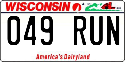 WI license plate 049RUN