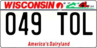 WI license plate 049TOL