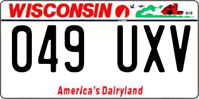 WI license plate 049UXV