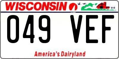 WI license plate 049VEF