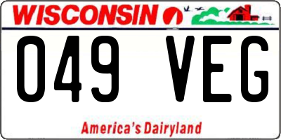 WI license plate 049VEG