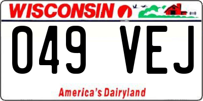 WI license plate 049VEJ