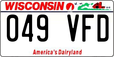 WI license plate 049VFD