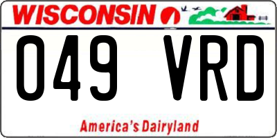 WI license plate 049VRD