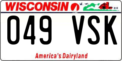 WI license plate 049VSK