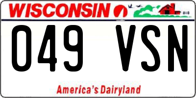 WI license plate 049VSN