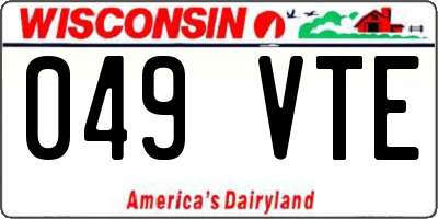WI license plate 049VTE