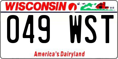 WI license plate 049WST