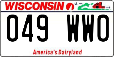 WI license plate 049WWO