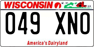 WI license plate 049XNO