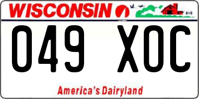 WI license plate 049XOC