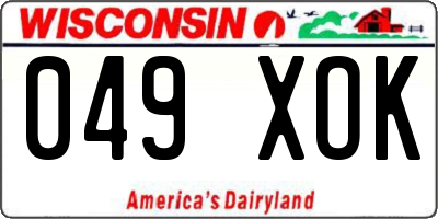 WI license plate 049XOK