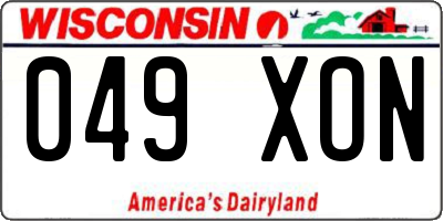 WI license plate 049XON