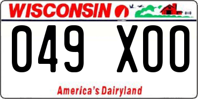WI license plate 049XOO