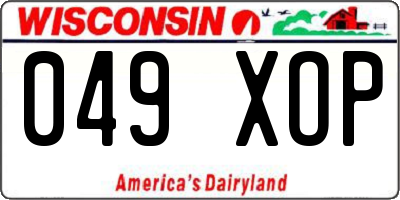 WI license plate 049XOP