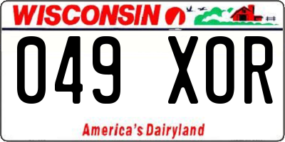 WI license plate 049XOR