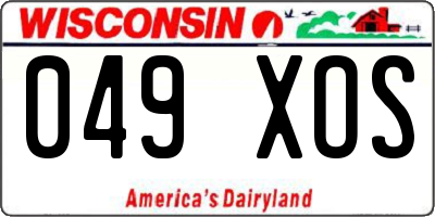 WI license plate 049XOS