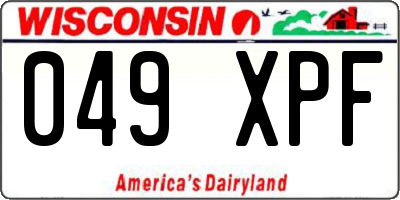 WI license plate 049XPF
