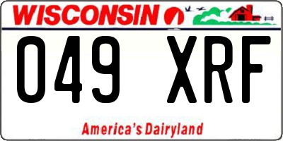 WI license plate 049XRF
