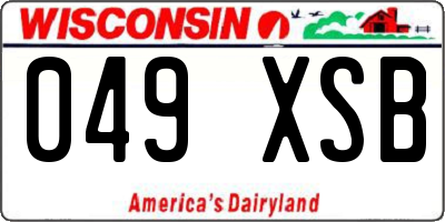 WI license plate 049XSB