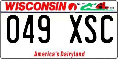 WI license plate 049XSC