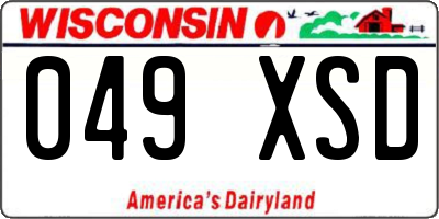 WI license plate 049XSD
