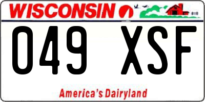WI license plate 049XSF