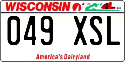 WI license plate 049XSL