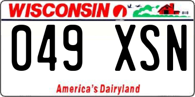 WI license plate 049XSN