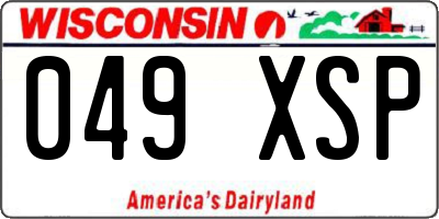 WI license plate 049XSP