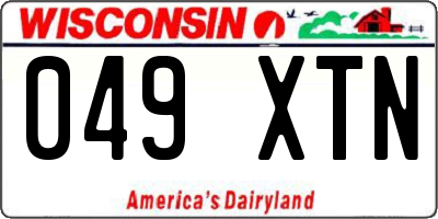 WI license plate 049XTN