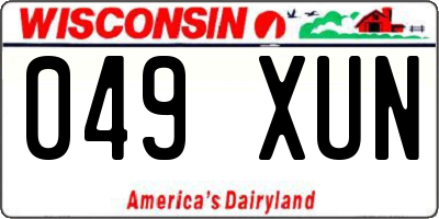 WI license plate 049XUN