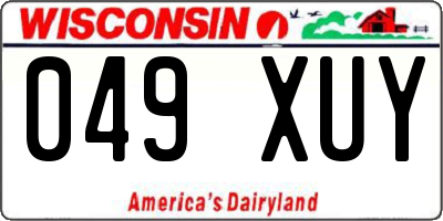 WI license plate 049XUY