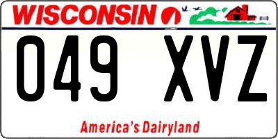 WI license plate 049XVZ