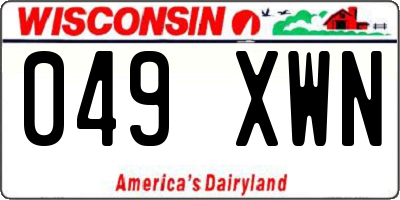 WI license plate 049XWN