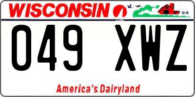 WI license plate 049XWZ