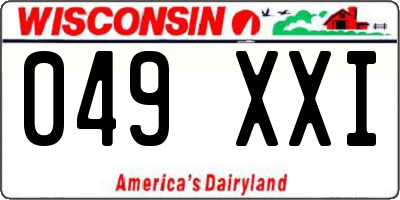 WI license plate 049XXI