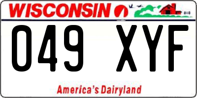 WI license plate 049XYF