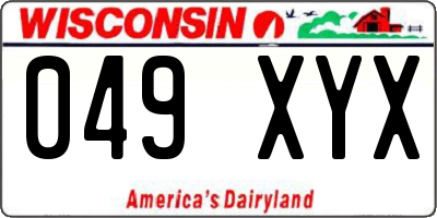 WI license plate 049XYX