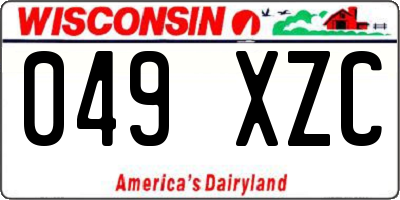 WI license plate 049XZC