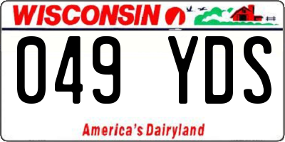 WI license plate 049YDS