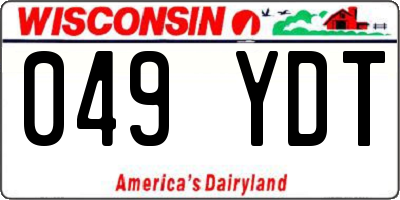 WI license plate 049YDT