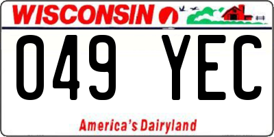 WI license plate 049YEC