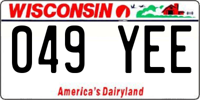 WI license plate 049YEE