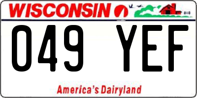 WI license plate 049YEF